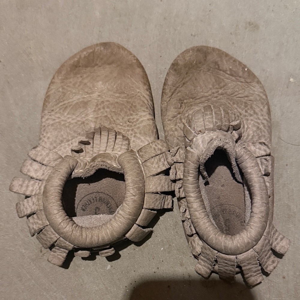 Freshly Picked Taupe Kids Moccasins